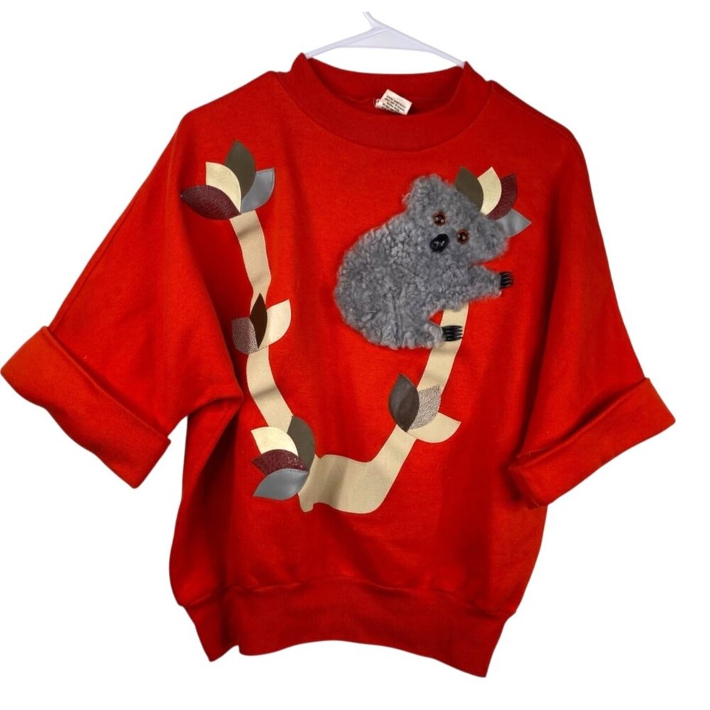 Vintage Koala Sweatshirt Red Size M 3D J R Made In Australia Unique
